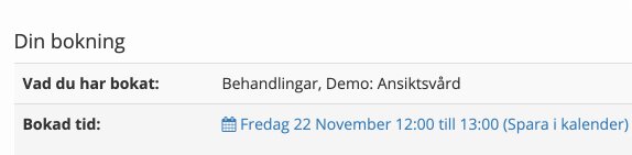 Spara bokning i kalender